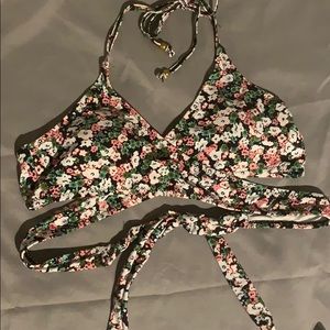 Two piece floral swim suit